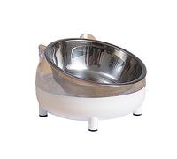 Cuenco elevado inclinado para mascotas con soporte para gatos y cachorros, seguro de acero inoxidable y plástico inclinado, bonito cuenco de acero inoxidable antivómitos, fatiga, plástico para
