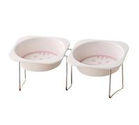 Cuenco elevado para agua para gatos - Juego de alimentación doble inclinado, soporte que no se desliza, posición cómoda para comer, suministros de mascotas compactos para gatos pequeños animales |