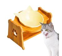 Cuenco elevado para gatos - comedero de cerámica antivómito para mascotas, cuenco alto y oblicuo para gatos | Altura ajustable, antideslizante, libre de estrés, cuenco para gatos para alimentos y agua