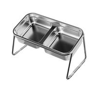 Cuenco elevado para gatos - Cuenco elevado de acero inoxidable para gatos | Cuenco doble elevado para mascotas | Comedero para mascotas inclinado de 15° | Cuenco elevado de alta calidad para gatos