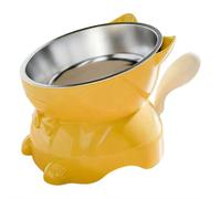 Cuenco elevado para gatos, cuencos elevados de plástico para gatos con cuenco interior extraíble de acero inoxidable, plato antivómito de 4.13 pulgadas de altura, base en forma de oreja de gato para