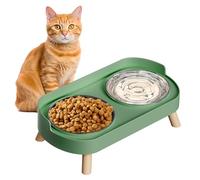Cuenco elevado para gatos, juego de cuencos elevados para comida y agua para gatos de interior, a prueba de salpicaduras con 2 cuencos de acero inoxidable para gatos y cachorros, fatiga de bigotes y