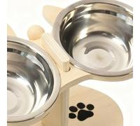 Cuenco elevado para perro, soporte de madera antideslizante inclinado - cuenco y para gatos elevados, para animales pequeños y medianos en interiores y exteriores