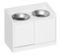 Cuenco Elevado para Perros con Almacenamiento de Puerta Corrediza, 2 X 2000ml Tazones de Acero Inoxidable, 46cm , Estación de Alimentación para Perros Medianos a Grandes, Mate