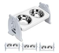 Cuenco elevado para perros, cuencos elevados para perros de 3 niveles ajustables, estación de alimentación para perros, 2 cuencos de acero inoxidable para mascotas, cuencos para perros con soporte