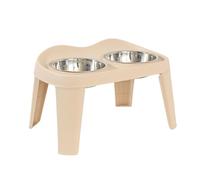 Cuenco elevado para perros de acero inoxidable con soporte doble para comida para perros, cuenco de agua para perros pequeños, medianos y grandes (beige)
