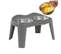 Cuenco elevado para perros de acero inoxidable con soporte doble para comida para perros, cuenco de agua para perros pequeños, medianos y grandes (gris)