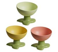 Cuenco elevado único para gatos para una mejor salud, diseño de dibujos animados, con flores, divertido cuenco cómodo para comer platos para gatitos