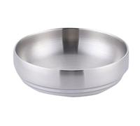 Cuenco for Fideos fríos de doble capa de acero inoxidable, doble pared, aislamiento al vacío, Ramen, ensaladera, frutero, 2 uds. Para Cocina(25cm silvery)