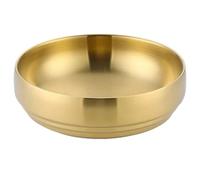 Cuenco for Fideos fríos de doble capa de acero inoxidable, doble pared, aislamiento al vacío, Ramen, ensaladera, frutero, 2 uds. Para Cocina(25cm golden)