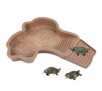 Cuenco grande de baño para reptiles con rampa - Cuenco de alimentación y agua para tortugas, lagartos, serpientes y otros animales de terrario