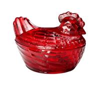 Cuenco Grande de Cristal Rojo con Forma de Pollo para Dulces, Plato Grande de Cristal Rojo con Tapa para Aperitivos, Postres, Decoración de Cocina