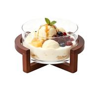 Cuenco grande de de 1800 ml de gran capacidad con base de madera, cuenco de cocina para comidas diarias, , reuniones familiares, exhibición de frutas, verduras, postres