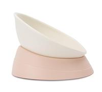 Cuenco inclinado inclinado para comida de bulldog francés, cuenco de agua para gatos, comedero para Frenchie/Shih Tzu/perros pequeños/cachorros/gatos de cara plana (rosa claro, 2 tazas)