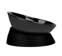 Cuenco inclinado inclinado para comida de bulldog francés, cuenco de agua para gatos, comedero para Frenchie/Shih Tzu/perros pequeños/cachorros/gatos de cara plana (negro (cerámica), 2 tazas)