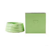 Cuenco japonés para matcha hecho a mano con boquilla de vertido, cuenco de té de loza para preparación tradicional de matcha, 13 x 13 x 5 cm, blanco/rosa/verde - (verde)