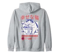 Cuenco japonés retro de los años 90 con diseño de gato feliz Buda Sudadera con Capucha