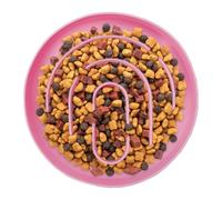 Cuenco Lento Para Gatos | Plato Antideslizante De Silicona Anti Asfixia | Cuenco De Alimentación Lenta Para Gatitos Con Comida Seca - Para Interior Exterior Salón Dormitorio Pollo Cortado En Dados Y Q