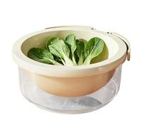 Cuenco limpiador de frutas, cesta multifuncional con mango plegable con tapa, cuencos coladores de verduras, para cocina, ensalada, bayas, cocina, preparación, camping, fresa, tomate, refrigerador