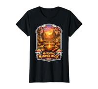 Cuenco mágico para meditar con Mantra matutino Camiseta gráfica económica, Mujer, Negro, S