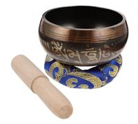 Cuenco Mazo 1 Meditación Juego Tibetano con Cobre | Uso en Dormitorio y Templo, Relajación, Acabado en Madera, para Amantes del Budismo y Budistas Color Aleatorio