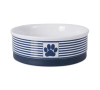 Cuenco mediano de cer mica para mascotas Bone Dry Paw & Patch, 15 x 5 cm, color azul n utico