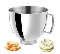 Cuenco mezclador de acero inoxidable de 4,5 L para batidora Kitchen Aid 4,5-5 Quart, compatible con accesorios de mezclador Kitchen Aid, accesorios Kitchenaid, 304 tazones de repuesto con mango para