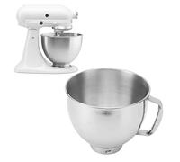 Cuenco Mezclador de Acero Inoxidable para KitchenAid Cassic 4.5Q y Artisan 5QT Series Cuenco de Acero Inoxidable con Asa Repuesto de Cuenco para Mezclar Apto para Lavavajillas