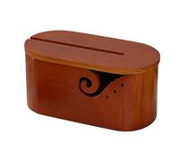 Cuenco Para Almacenar Hilos Cuenco de hilo madera ovalado con tapa, soporte almacenamiento tejer suave, cuenco ganchillo doble ranura for rizar for(Color2)