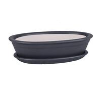 Cuenco para árbol de bonsái, para jardín, de cerámica, maceta, salvamanteles, color negro, 6 tamaños (50)