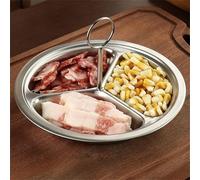 Cuenco para cocinar al vapor de tres compartimentos, multicompartimento, cesta de vapor de alimentos de acero inoxidable, plato de comedor con asa para cocina en casa (21,5 cm)