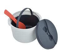 Cuenco para Cocinar Arroz, Cuenco Grande para Microondas, Juego de Vaporizador de Verduras de 2 L con Tapa y Cuchara, Utensilios de Cocina Aptos para Microondas para Quinoa, (Naranja)