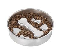 Cuenco para comida para perros, acero inoxidable antideslizante con interactivo que evita la asfixia para la educación de cachorros