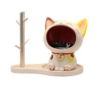 Cuenco para dulces de gatos, figura decorativa de gato de la suerte, escultura, estante para llaves, cuenco decorativo para pasillo, salón, dormitorio, armario o aperitivos