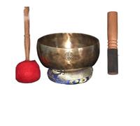 Cuenco para el canto Cuenco tibetano de cobre con forma luna llena, cuencos tibetanos for meditación budista, cuenco original for sanación sonora cojín mazo(Caliber 23-24CM)