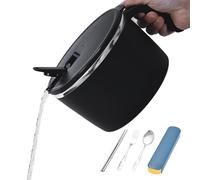 Cuenco Para Fideos Instantáneos - Taza Para Pasta De Acero Inoxidable De 1350 Ml, Recipiente Para Cocina Con Asa Y Tapa | Taza Portátil Resistente Al Calor Para Preparación De Comidas, Solución De Alm