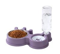 Cuenco para Gatos 2 En 1 Cuenco Doble para Perro y Gato Cuenco Elevado De Acero Inoxidable Comedero Gato y Bebederos para Gatos para Gatos y Perros Pequeños Violeta 32 * 20,5 * 5,5 cm