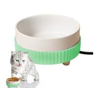 Cuenco para gatos climatizado - de calefacción controlado por termostato, fuente de agua regulable de temperatura, cuenco de agua de cerámica para gatos, conector USB 5 V, seguro y sin heladas