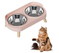 Cuenco para gatos con punta doble para agua y alimentos de acero inoxidable integrado para gatos y agua (A, 32. 5 x 17 cm)