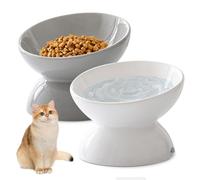 Cuenco para gatos elevado, 2 unidades, comedero elevado, cuenco para gatos elevado, cerámica, cuello inclinado, funda protectora para gatos, comedero para gatos, cuencos para gatos, cachorros y perros