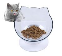 Cuenco para gatos inclinado 15° de altura 6 cm, forma extraíble para artrosis y barbilla, 14 x 15 cm, color blanco transparente