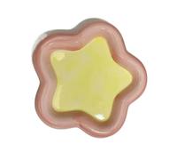 Cuenco para gatos lindo animal de dibujos animados cuenco de alimentación de agua potable cerámica comida para gatos suministros para perros accesorios para mascotas (estrella rosa amarilla, L 20 cm x