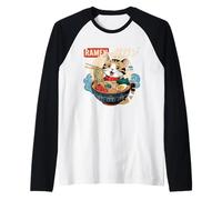 Cuenco para Gatos Ramen Japanese Kawaii Camiseta Manga Raglan