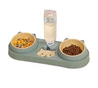 Cuenco para gatos y mascotas, comedero automático para perros con fuente de agua, cuenco doble para beber, cuenco elevado para gatos (gris)