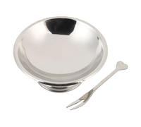 Cuenco para Helado Acero Inoxidable, Tazón de Postre Metálico, Ensaladera para Servir con Tenedor, Ligero y Duradero - Diseño Robusto, Aislamiento Térmico Eficiente, Uso Diario e (Corto Grande 11CM)