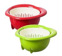 Cuenco para lavar frutas, 24,5 x 24 cm, filtro de doble capa, escurridor con soporte, limpiador para, bayas, ensalada, patatas, pasta, diseño de drenaje rápido, uso en la cocina, picnic, aprox