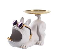 Cuenco para llaves, bandeja de de bulldog, estatua de resina, cuencos para llaves con escultura de cachorros, bolsillos vacíos, resinas sólidas para manualidades, bonito contenedor de