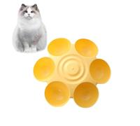Cuenco Para Mascotas Con Forma De Flor - 13,78x13,78x4,33 Pulgadas, Bandeja De Alimentación De 6 Secciones, Material PP Impermeable | Gatito Cachorro Perro Pequeño Plato Comida Agua Mojado Seco Croque