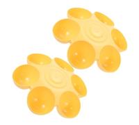 Cuenco para Mascotas Forma de Flor de Seis Divisiones, 2 Piezas | Plástico Amarillo, Diseño de Seis Compartimentos, para Perros y Gatos, Uso de Comida y Agua