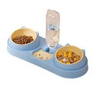 Cuenco para mascotas y gatos, comedero automático para perros con fuente de agua, cuenco doble para beber, soporte elevado para gatos (azul)